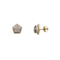 Diamond Iced-Out Star Pentagon Halo Stud Earrings (10K)