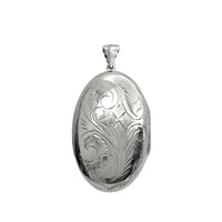 Floral Textured Oval Locket Pendant (Silver)