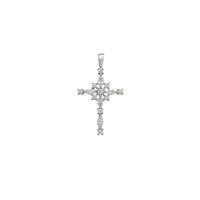 Zirconia Ornate Round & Marquise Cross Pendant (Silver)