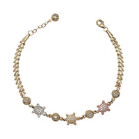 Zirconia Tricolor Turtles Fancy Lady Bracelet (14K)