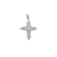 Zirconia Icy Sparkling 2-Rows Cross Pendant (Silver)
