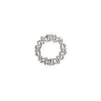 Zirconia Baguettes & Round Circle Frame Slide Pendant (Silver)