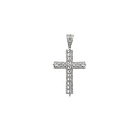 Zirconia Baguettes & Round Cross Pendant (Silver)