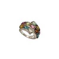 Multicolor Gemstone Bypass Ring (Silver)