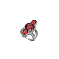 Red Cz Cocktail Ring (Silver).