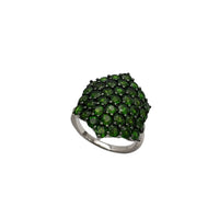 Green Zirconia Hexagon Ring (Silver)