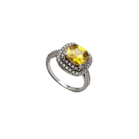 Halo Pave Yellow Zirconia Ring (Silver)