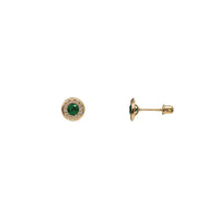 Zirconia Bezel Round Stud Earrings (14K)