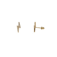 Zirconia Lightning Bolt Stud Earrings (14K)
