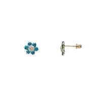 Zirconia Flower Stud Earrings (14K)