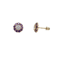Flower CZ Earrings (14K)
