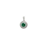 Zirconia Color Stone Halo Round Pendant (Silver)