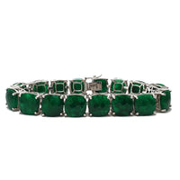 Zirconia Green Radiant-Shape Bracelet (Silver)