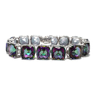 Zirconia Mystic Fire Color Radiant-Shape Bracelet (Silver)