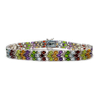 Zirconia Oval Multicolor Bracelet (Silver)