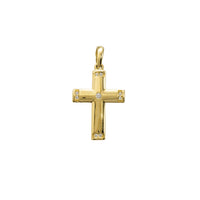 Zirconia Puffy Mesh-Back Cross Pendant (14K)