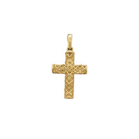 Zirconia Puffy Mesh-Back Cross Pendant (14K)