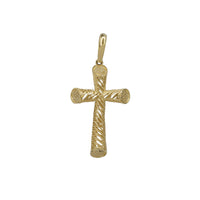 Zirconia Outlined Stripes Cross Pendant (14K)