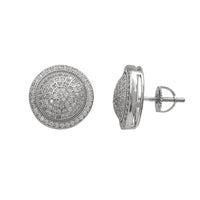 Zirconia Pave Round Stud Earrings (Silver)