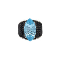 Zirconia Marquise & Black Onyx Lady Ring (Silver)