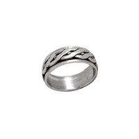 Antique Finish Rotating Cuban Band Ring (Silver)