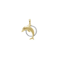 Two-Tone Dolphin Jumping Hoop Pendant (14K)