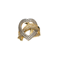Pave Dolphin Jumping on Heart Hoop Ring (14K)
