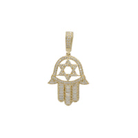 Icy Star of David Hamsa Hand Pendant (14K)