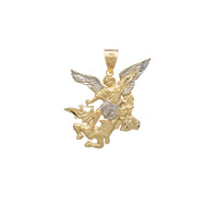 Diamond-cuts Matte Finish Saint Michael Pendant (14K)