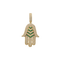 Green Zirconia Hamsa Hand Pendant (14K)