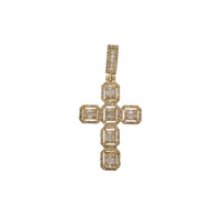 Diamond Iced-Out Baguettes & Round Cross Pendant (14K)