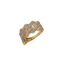Zirconia Two-Tone Edged Cuban Ring (14K)