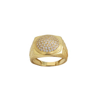 Zirconia Fluted Bezel Presidential Signet Ring (14K)