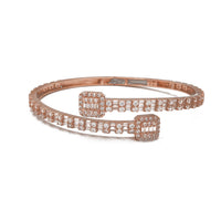 Baguettes & Round Rectangle Bypass Bangle Bracelet (14K).