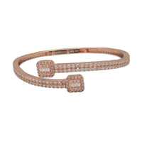 Baguettes & Round Rectangle Bypass Bangle Bracelet (14K).