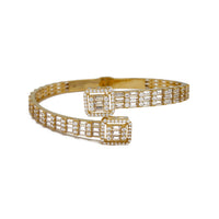 Baguettes & Round Rectangle Bypass Bangle Bracelet (14K).