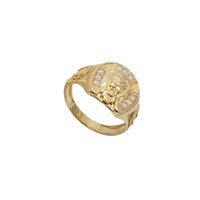 Zirconia Lion Head & Horseshoe Men's Ring (14K)