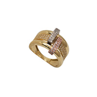 Zirconia Tricolor Fancy Band Ring (14K)