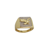 Zirconia Two-Tone Ridged Flying Eagle Ring (14K)