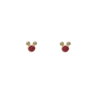 Zirconia Three Round Stud Earrings (14K)