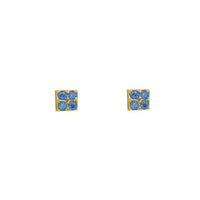 Cz Square Earrings (14K).