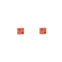 Cz Square Earrings (14K).