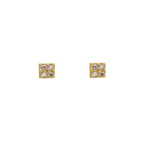 Cz Square Earrings (14K).