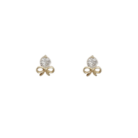 Zirconia Bowtie Stud Earrings (14K)