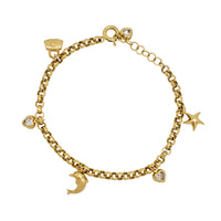 Zirconia Sea Star/Handbag/ Dolphin Rolo Anklet Bracelet (14K)