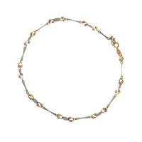 Tricolor Fancy Anklet Bracelet (14K)