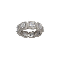 Zirconia Halo Cushion Shape Eternity Band Ring (Silver)