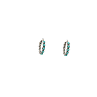 Turquoise Beads Hoop Earrings Silver