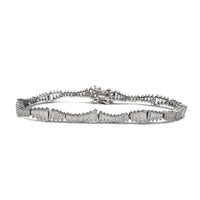 Zirconia Ridged Baguettes Bracelet (Silver)