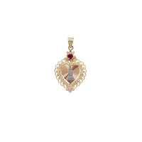 Tricolor Zirconia Virgin Mary Heart Pendant (14K)